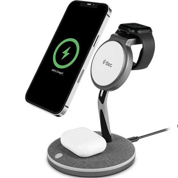Picture of ttec AirCharger Trio M MagSafe Comp. 3in 1  iPhone + Apple Watch + AirPods Wireless Fast charger