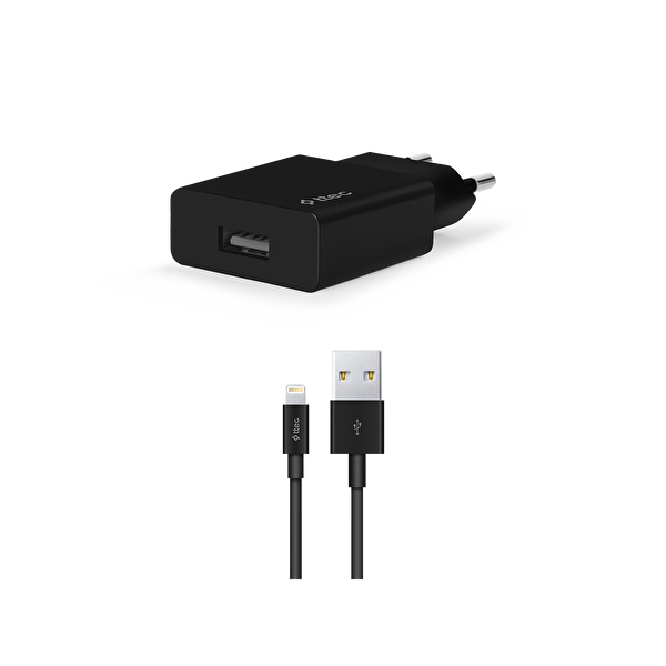 Picture of ttec SmartCharger Travel Charger , 2.1A , Lightning Cable , Black