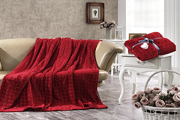 Picture of Dolce Bonita Home Single Embossed Vizon Blanket Heart Red