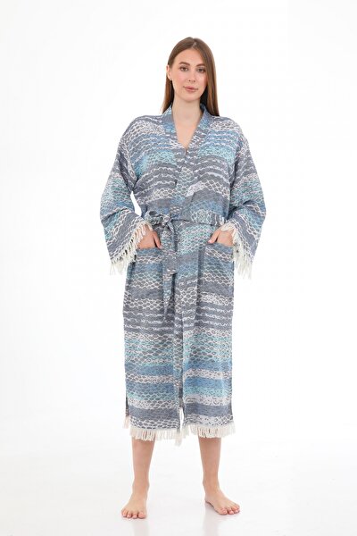 Picture of CHAPUTS Pica Blue & Grey Bathrobe