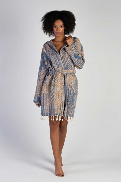 Picture of CHAPUTS Tonna Navy Blue & Caramel Bathrobe