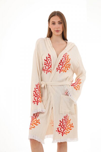 Picture of CHAPUTS Coral Wooden Stamp Bathrobe