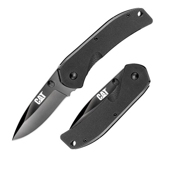 Picture of CAT DA980008 Kemer Askı Kancalı Katlanabilir 16CM Paslanmaz Çelik Siyah Kamp Çakısı Bıçağı 