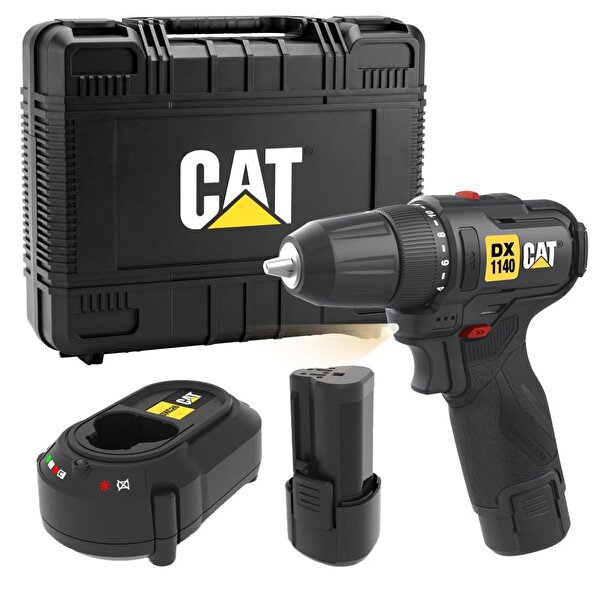 Picture of CAT DX1140 12Volt/2.0Ah Li-ion Çift Akülü Kömürsüz Profesyonel Şarjlı Darbesiz Matkap 