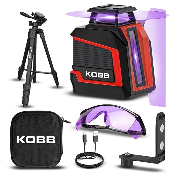 Picture of KOBB KBL30P 3.7V Li-ion Yatay 360° ve Dikey Otomatik Hizalamalı Mor Işık Profesyonel Lazer+Tripod