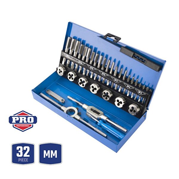 Picture of WORKPRO WP309008 32 Parça Profesyonel Metrik Kılavuz ve Pafta Takımı Diş Açma Seti