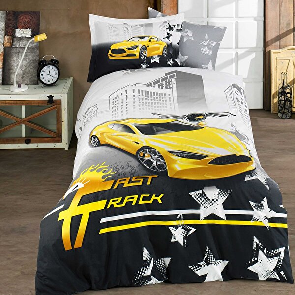 Picture of Hobby Fast Track Yellow - Poplin Studio Duvet Cover Set