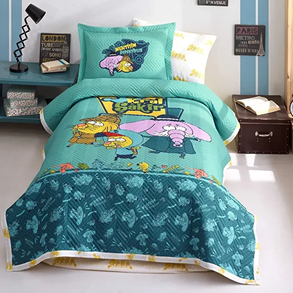 Picture of Hobby Kral Şakir Muhtişim Detectives - Licensed Quilted Bedspread with Pillows