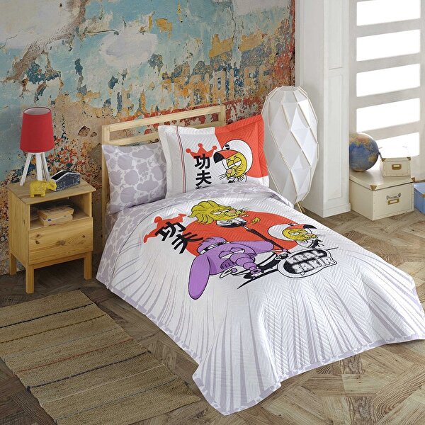 Picture of Hobby Kral Şakir Karate - Licensed Quilted Bedspread with Pillows