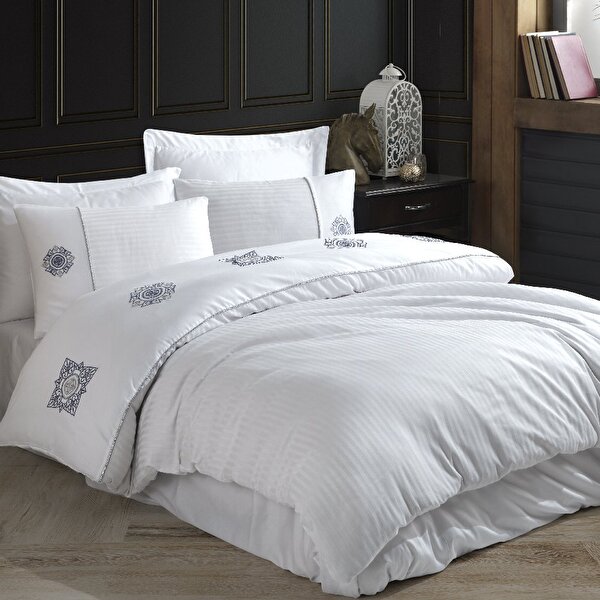 Picture of Hobby Elegant Zeugma White - Double Embroidered Satin Duvet Cover Set