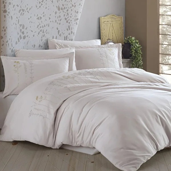 Picture of Hobby Premium Diva Beige - Poplin Double Embroidered Duvet Cover Set