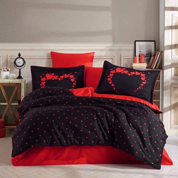 Picture of Hobby Amore Black - Double Satin Duvet Cover Set