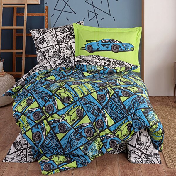 Picture of Hobby Cars Blue - Poplin Studio Single Duvet Cover Set