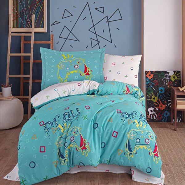 Picture of Hobby Gamer Turquoise - Poplin Studio Single Duvet Cover Set