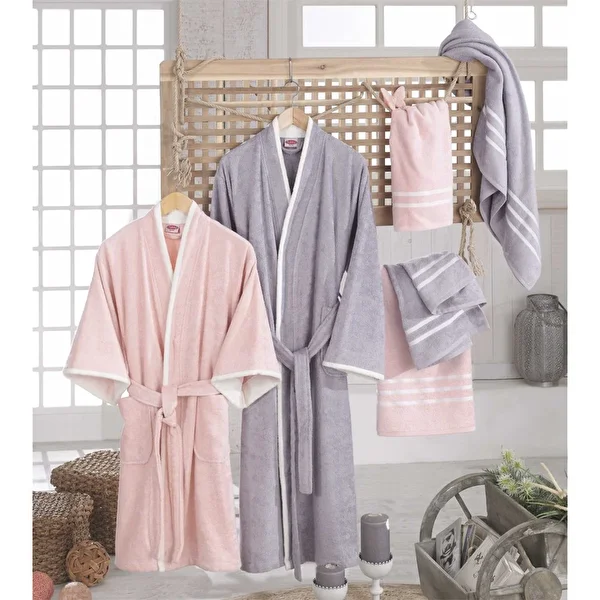 Picture of Hobby Sude Bamboo Bathrobe Set - Powder Gray
