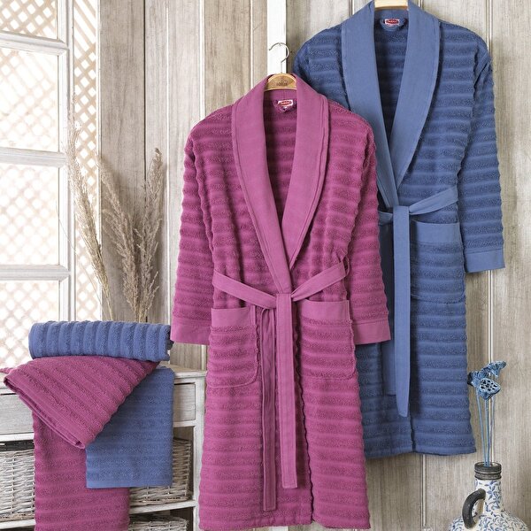 Picture of Hobby Pyramid - Cotton Bathrobe Set - Cherry - Blue