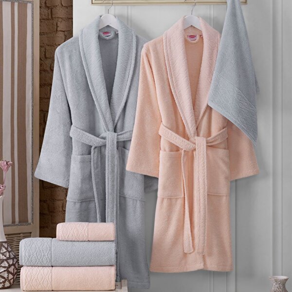 Picture of Hobby Elegance - Cotton Bathrobe Set - Salmon Gray