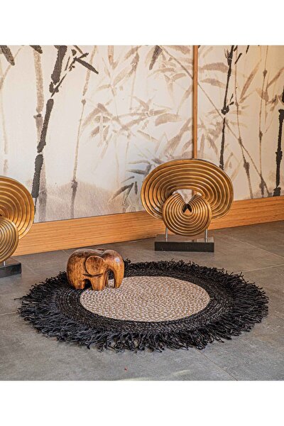 Picture of Koza Carpet Natura Hand Woven Jute Bohemian Style Authentic Living Room Living Room Corridor Bedroom Natural Carpet 00005A 90 x 90