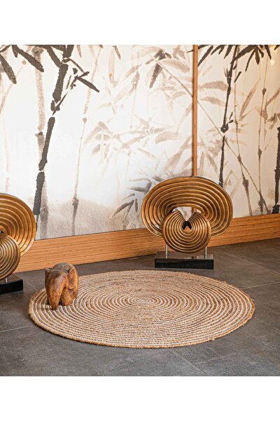 Picture of Koza Carpet Natura Hand Woven Jute Bohemian Style Authentic Living Room Living Room Corridor Bedroom Natural Carpet 00008A 90 x 90