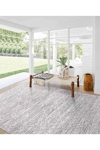 Picture of Koza Halı Koza Hayad Kilyos Cream Gray Acrylic Carpet Living Room Bedroom Hallway Machine Made Carpet 45683A 80 x 150