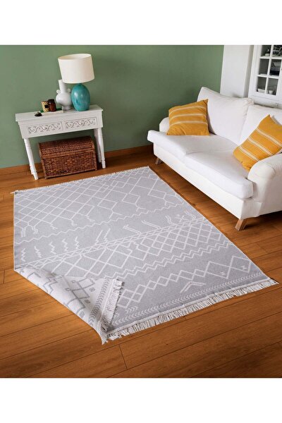 Picture of Koza Home Duo White Gray Double Sided Washable Woven Rug 23001A 60 x 100