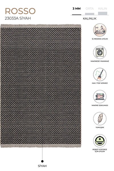 Picture of Koza Halı Rosso Black Woven Sisal Rug Jute Carpet Kilim Living Room Bedroom Hallway Carpet 23033A 60 x 100