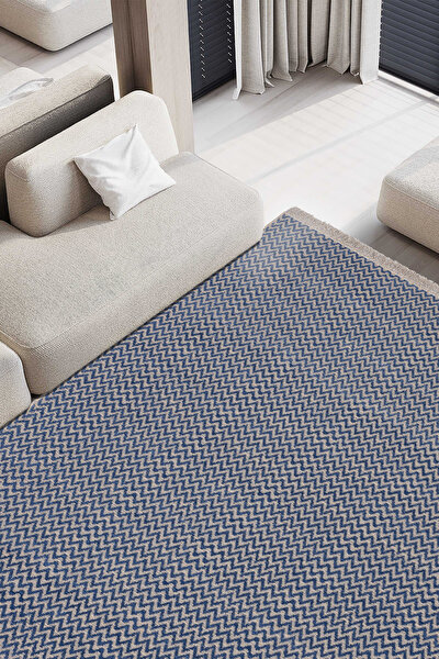 Picture of Koza Halı Rosso Navy Blue Woven Sisal Rug Jute Rug Kilim Living Room Sitting Room Bedroom Hallway Rug 23033A 60 x 100