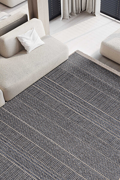 Picture of Koza Halı Rosso Anthracite Woven Sisal Rug Jute Rug Kilim Living Room Sitting Room Bedroom Hallway Rug23041A 60 x 100