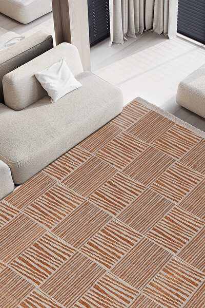 Picture of Koza Halı Rosso Orange Woven Sisal Rug Jute Rug Kilim Living Room Sitting Room Bedroom Hallway Rug 23043A 60 x 100