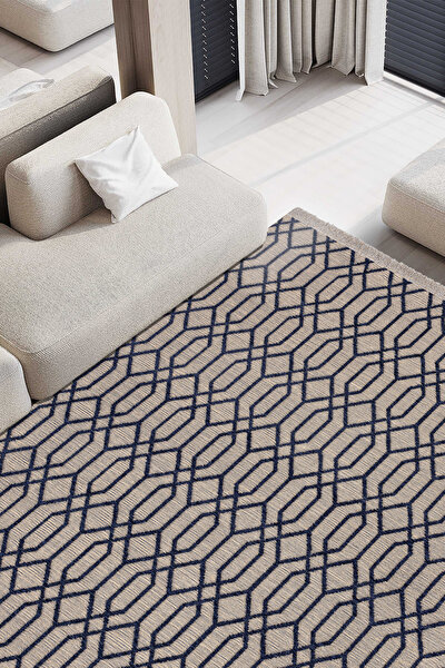 Picture of Koza Halı Rosso Navy Blue Woven Sisal Rug Jute Rug Kilim Living Room Sitting Room Bedroom Hallway Rug 23037A 200 x 290