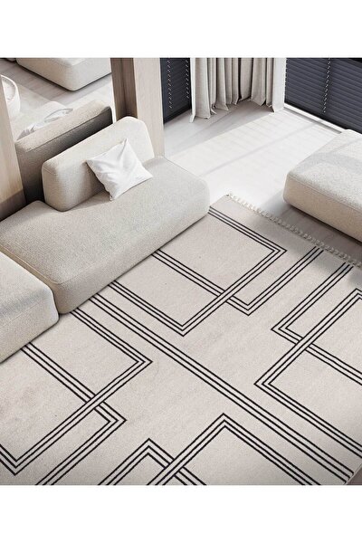 Picture of Koza Carpet Koza Premium Amour Cream Carpet Living Room Sitting Room Bedroom Hallway Machine Carpet 53091 78 x 150
