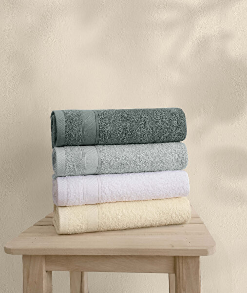 Picture of Koza Home Likya 100% Cotton Border 4-Piece Face Dowry Towel Set 1002A Standard