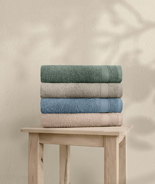 Picture of Koza Home Likya 100% Cotton Border 4-Piece Face Dowry Towel Set 1003A Standard