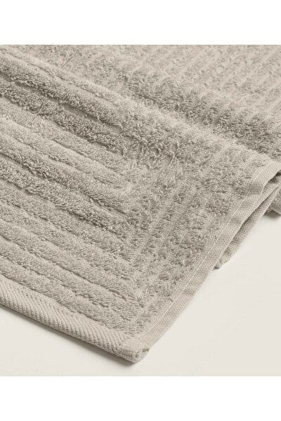 Picture of Koza Home Likya 100% Cotton Jacquard Plain Striped Mink 2-Piece Dowry Towel Set 1036A 90 x 150 - 50 x 90