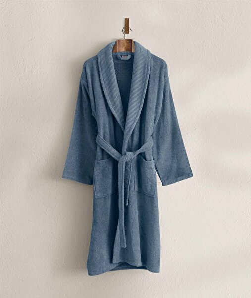 Picture of Koza Home Likya 100% Cotton Single Blue Dowry Bathrobe 1041A L-XL