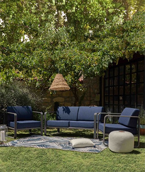 Picture of Koza Home Nea Single Navy Blue Garden Chair Anthracite Frame 7004 Single