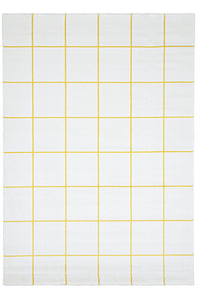 Picture of Koza Halı Fjord White Yellow Carpet Rug Living Room Bedroom Hallway Machine Made Carpet 59836A 80 x 150