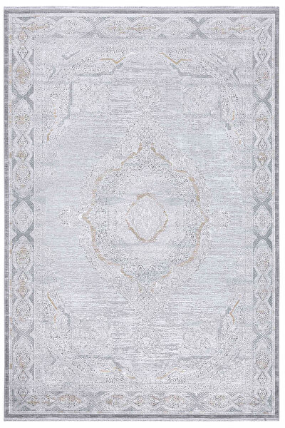 Picture of Koza Carpet Koza Premium Diva Gray Gold Carpet Living Room Sitting Room Bedroom Hallway Machine Carpet 31263C 100 x 200