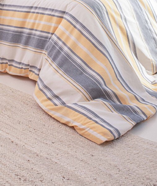 Picture of Koza Home Viento Duvet Cover Set Cotton Gray Ecru Striped Yellow Double 200x220 9501A Double