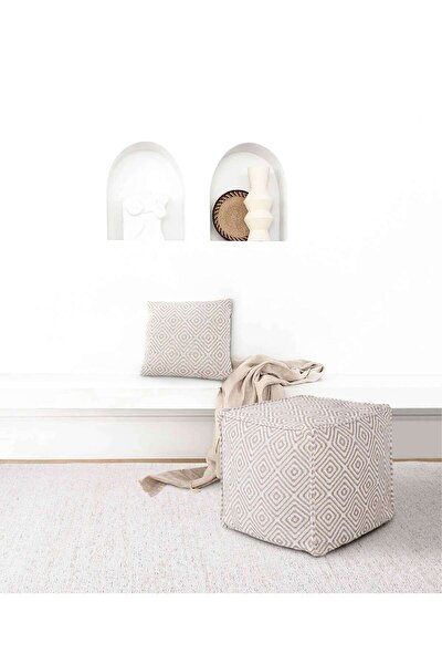 Picture of Koza Home Keyf Yellow Cream Pouf P22322A 50 x 50