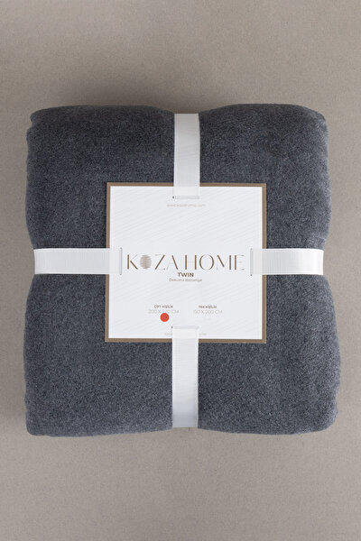 Picture of Koza Home Twin Blanket Soft Cotton Double Blanket Anthracite Cream 200 x 220 5013A Double