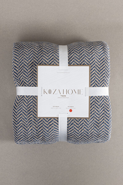 Picture of Koza Home Twin Blanket Soft Cotton Single Blanket Coffee Blue 150 x 200 5017A Single