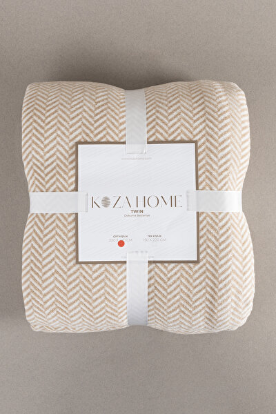 Picture of Koza Home Twin Blanket Soft Cotton Double Blanket Coffee Cream 200 x 220 5020A Double