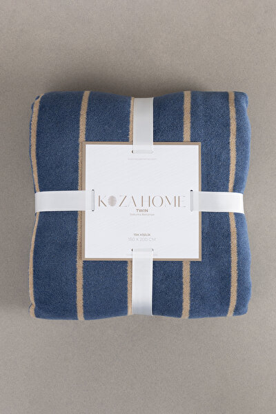 Picture of Koza Home Twin Blanket Soft Cotton Single Blanket Coffee Blue 150 x 200 5025A Single