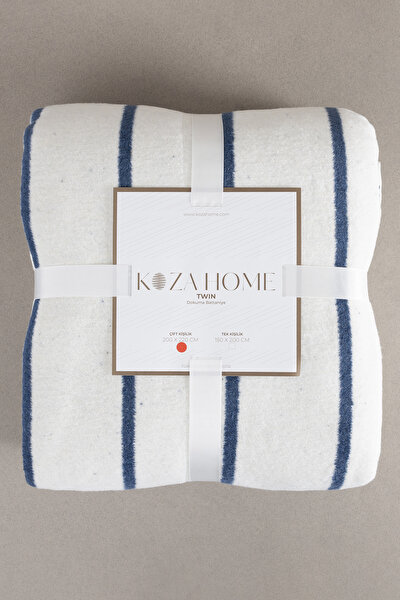Picture of Koza Home Twin Blanket Soft Cotton Double Blanket Blue Cream 200 x 220 5027A Double