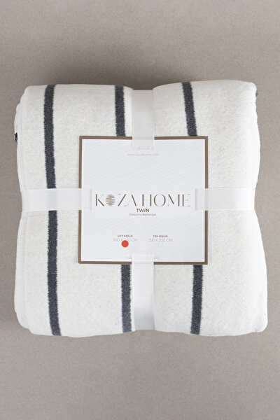 Picture of Koza Home Twin Blanket Soft Cotton Double Blanket Anthracite Cream 200 x 220 5030A Double