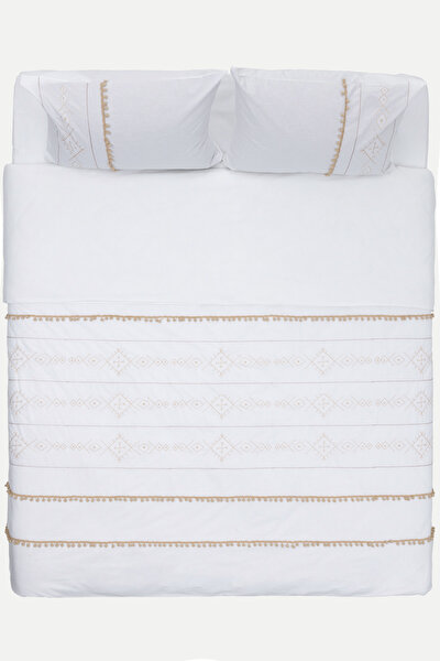 Picture of Koza Home Farayla Ethnic Patterned Dark Beige 100% Cotton Single Duvet Cover Set 170x220 7509A Single