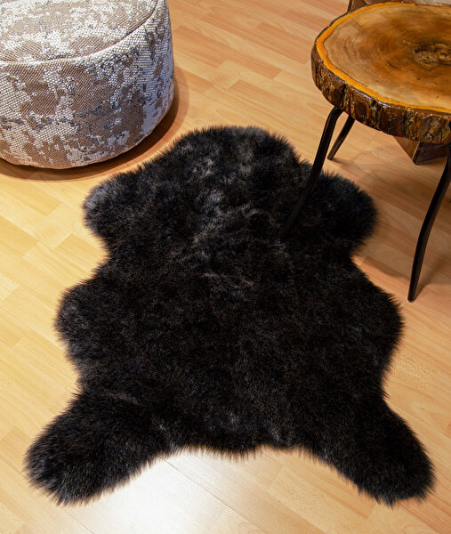 Picture of Koza Carpet Sheepskin Washable Non-Slip Base Anthracite Carpet 60 x 90