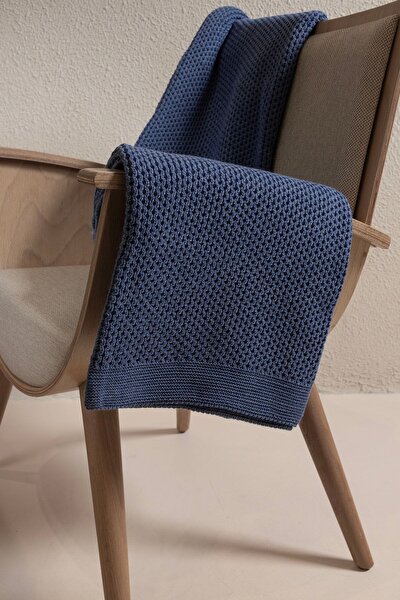 Picture of Koza Home Miel Indigo Edge Pom Pom Single Blanket 160x220 37116 Single