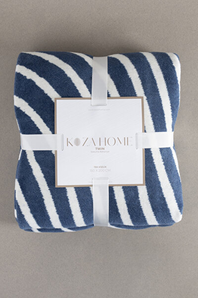 Picture of Koza Home Twin Blanket Soft Cotton Single Blanket Blue Cream 150 x 200 5031A Single
